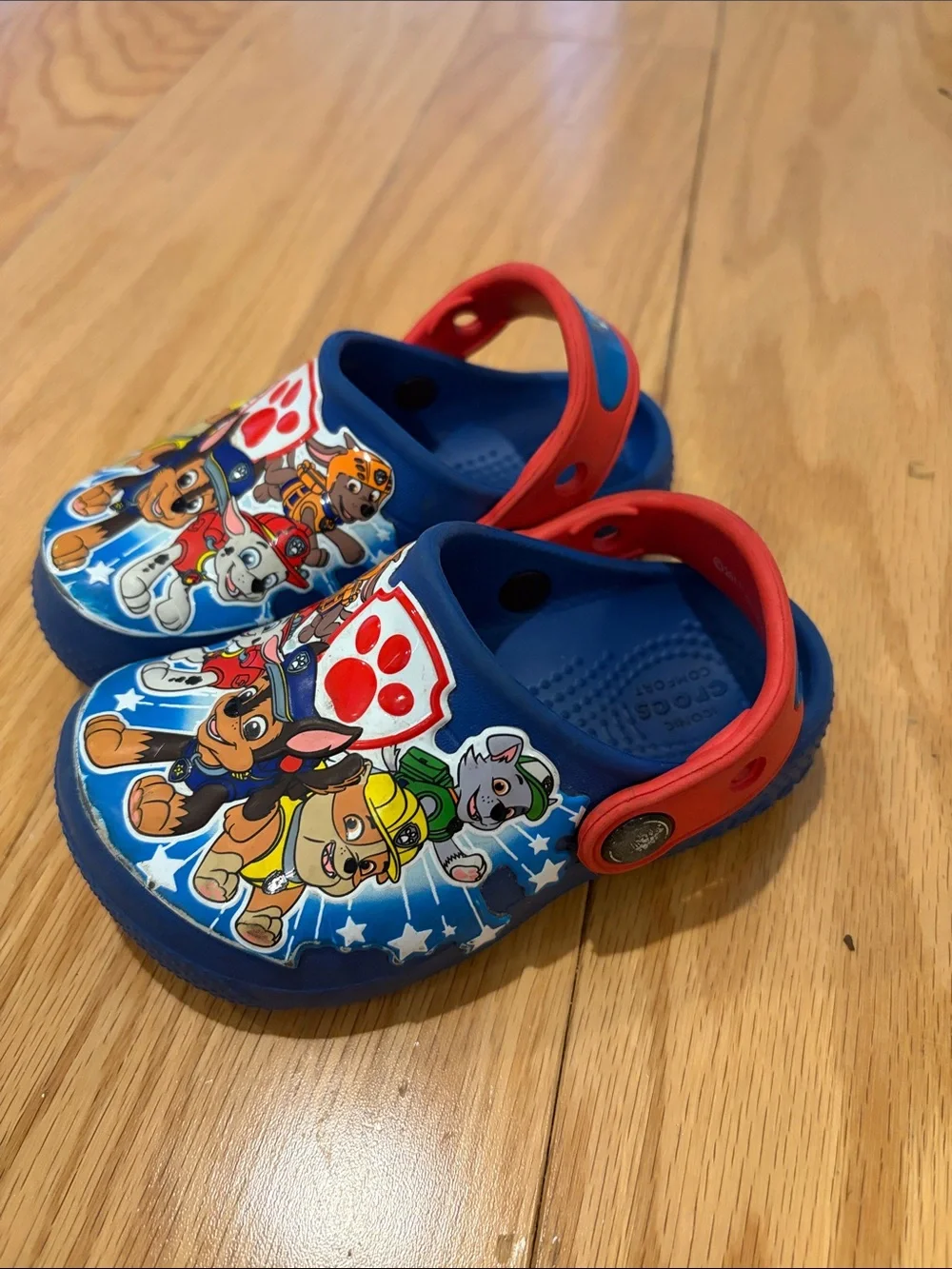 CROCS Kids Paw Patrol Clog Sandals in Blue and Red